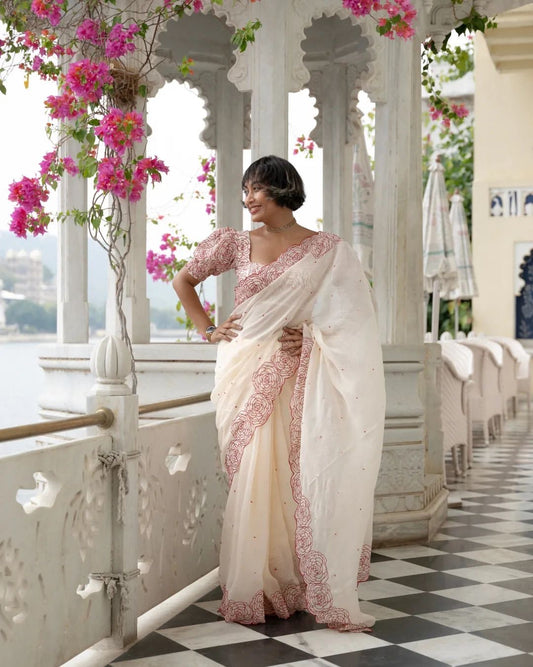 Presents Bollywood designer Tebby Organza saree collection by Mimi. Mk-5380