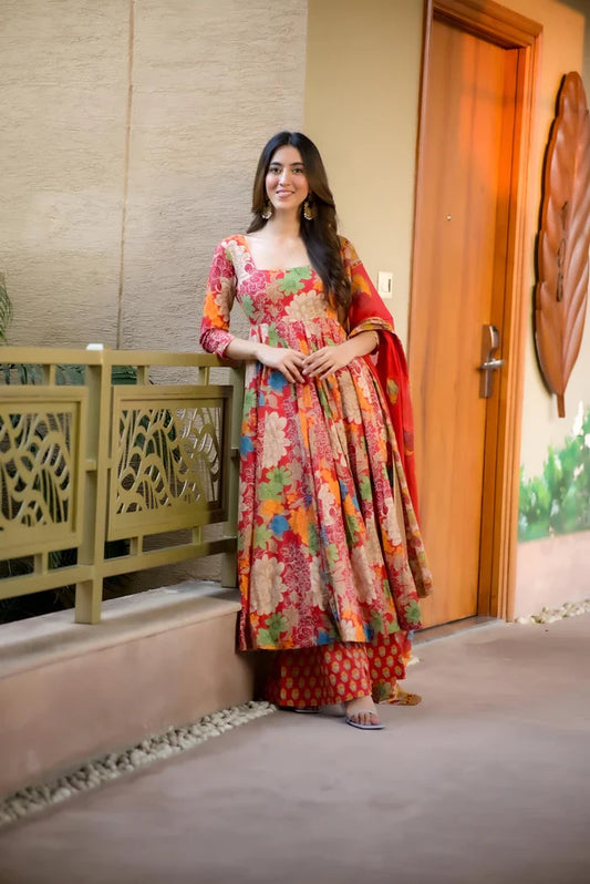 Ayushi's Multi Color Muslin Suit Set